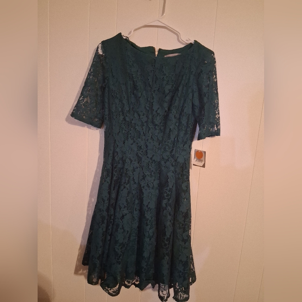 Danny And Nicole Green Lace Midi Dress